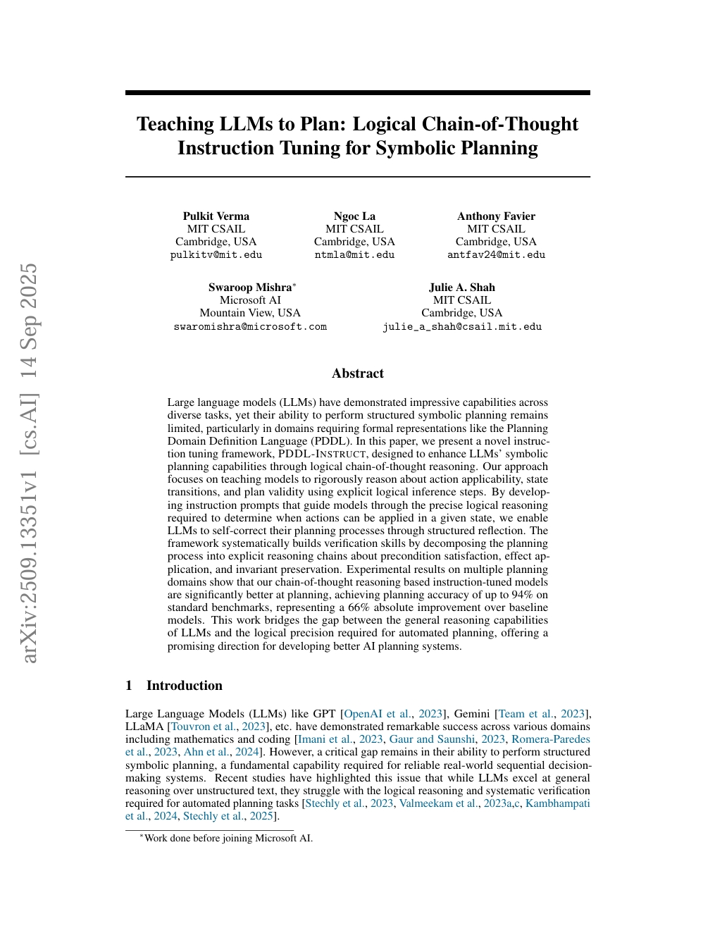 Teaching LLMs to Plan: Logical Chain-of-Thought Instruction Tuning for Symbolic Planning