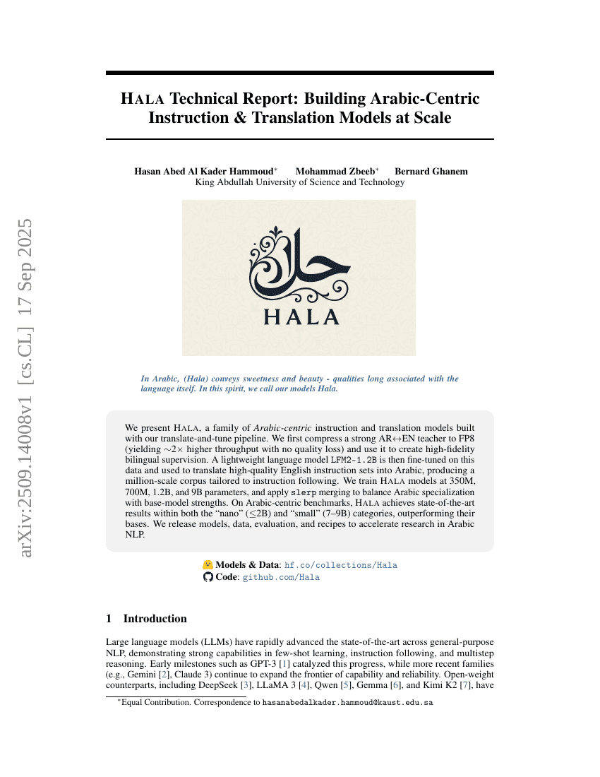 Hala Technical Report: Building Arabic-Centric Instruction & Translation
Models at Scale