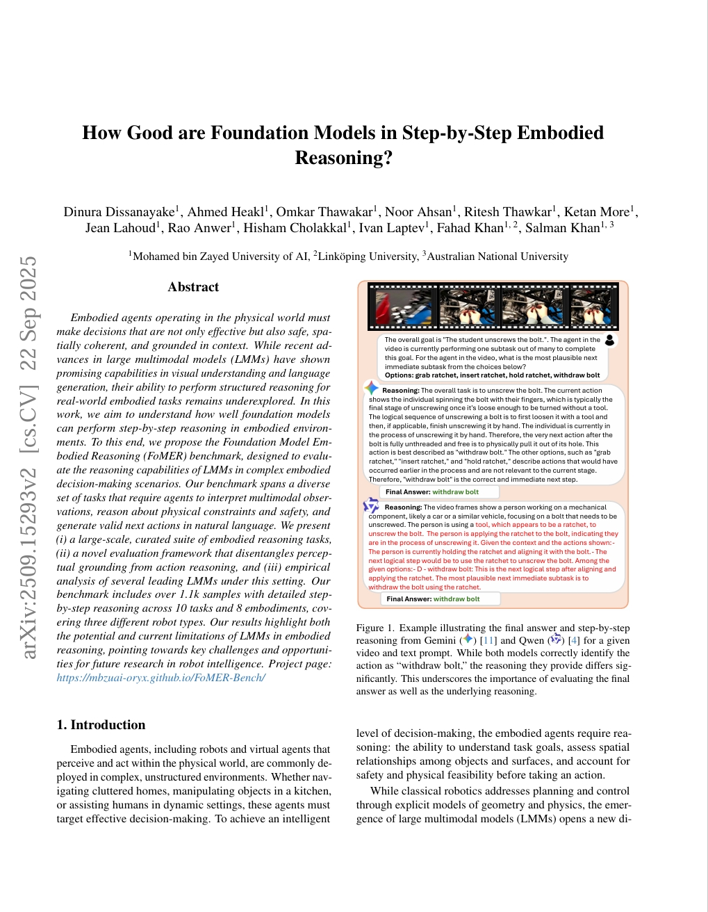 How Good are Foundation Models in Step-by-Step Embodied Reasoning?