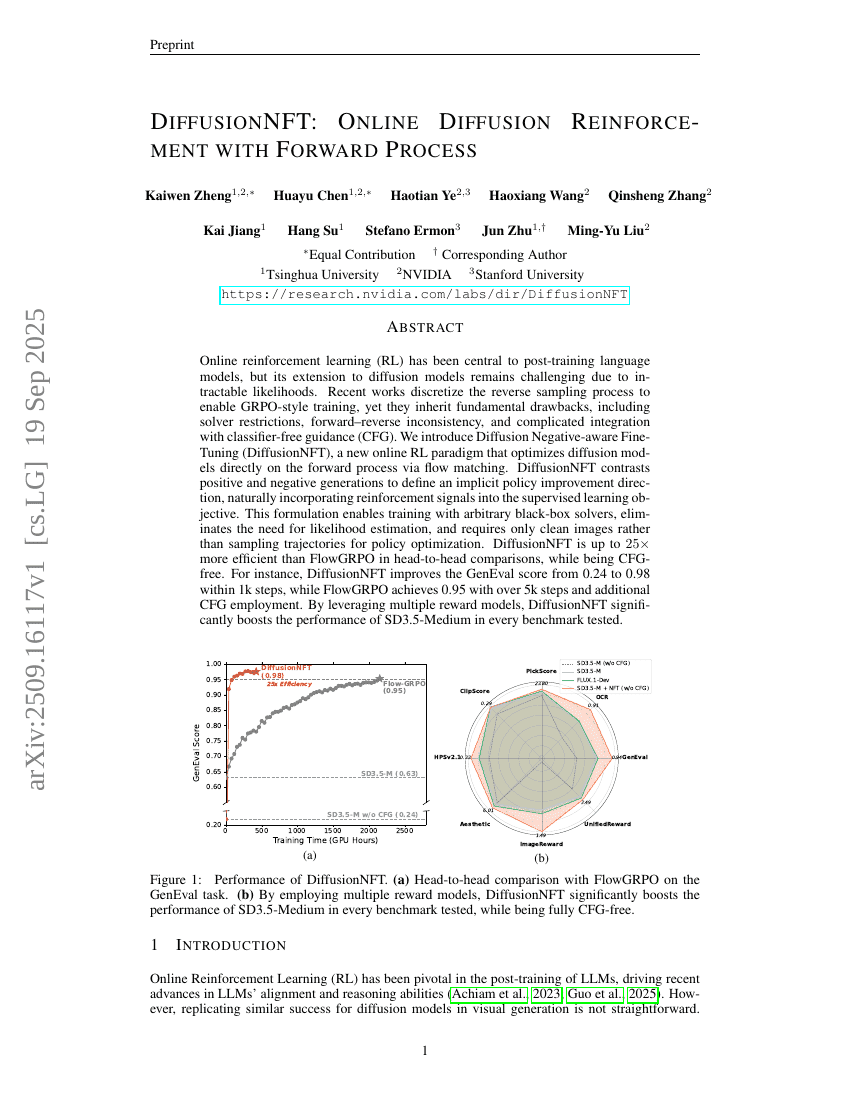 DiffusionNFT: Online Diffusion Reinforcement with Forward Process