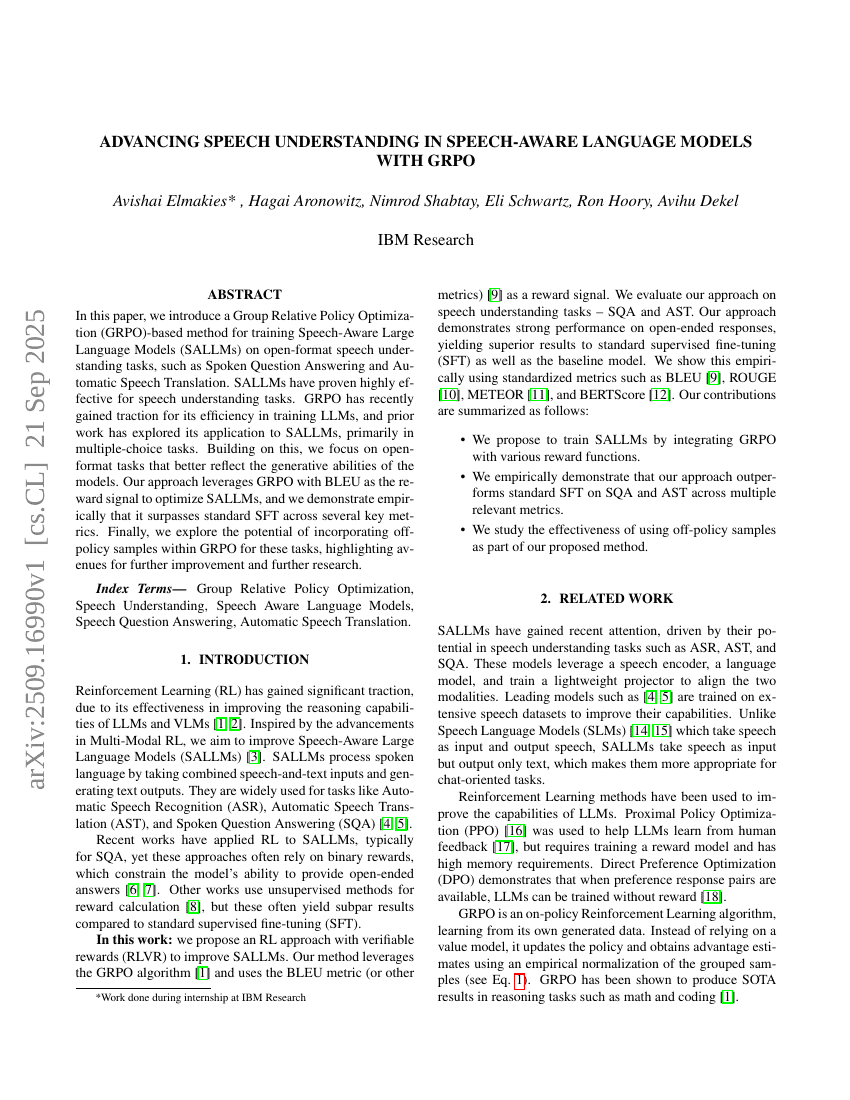 Advancing Speech Understanding in Speech-Aware Language Models with GRPO