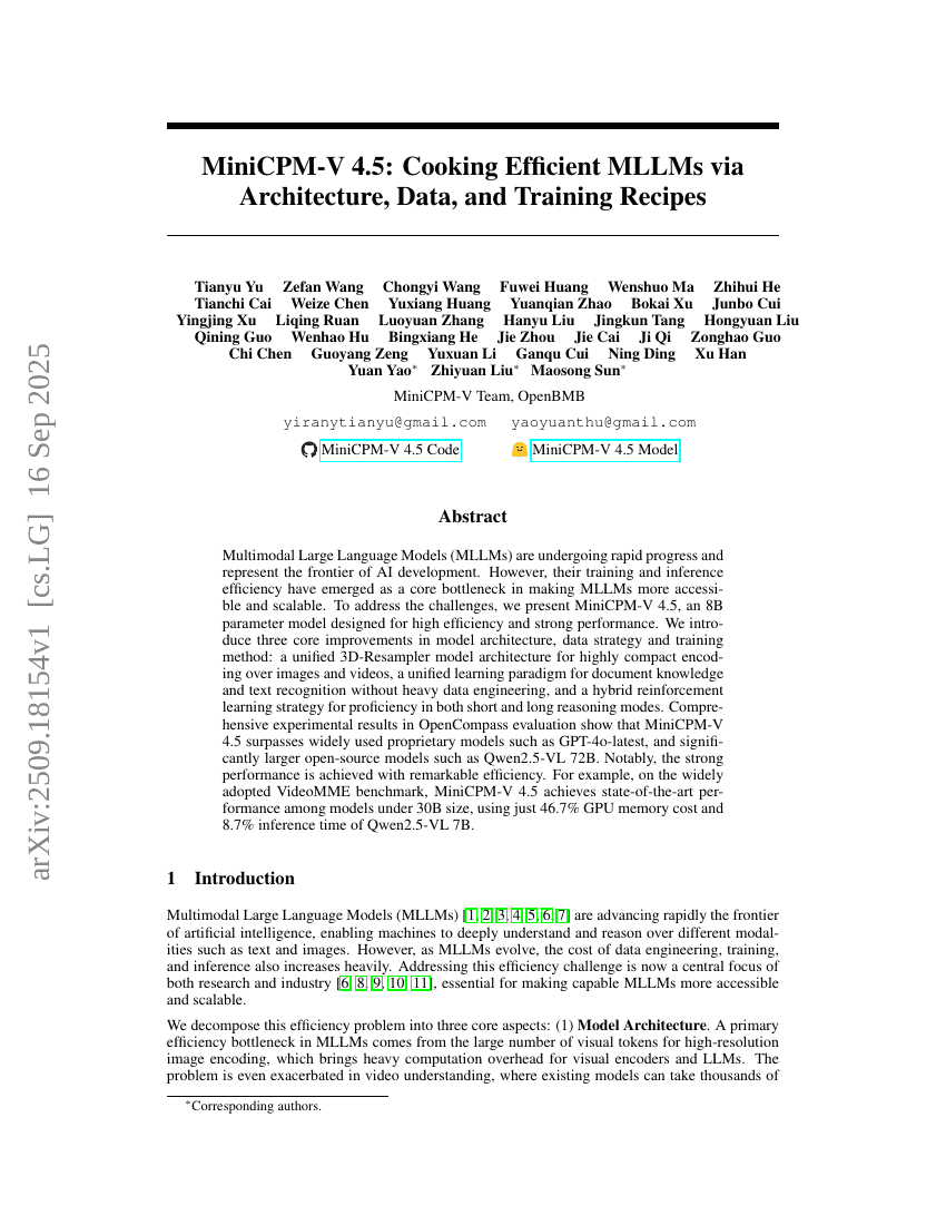 MiniCPM-V 4.5 : Préparer efficacement les MLLMs grâce à l'architecture, aux données et à la recette d'entraînement