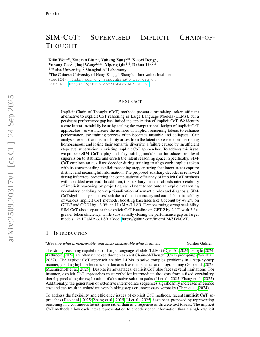 SIM-CoT: Supervised Implicit Chain-of-Thought
