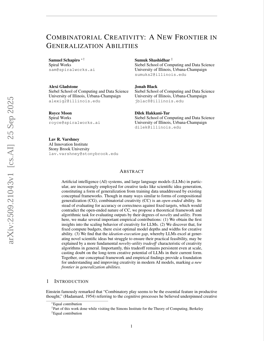 Combinatorial Creativity: A New Frontier in Generalization Abilities
