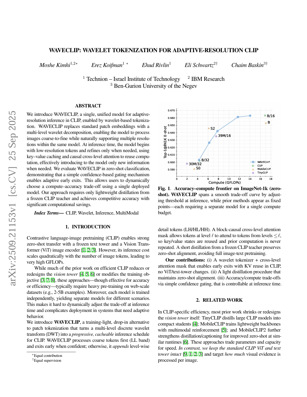 WAVECLIP: Wavelet Tokenization for Adaptive-Resolution CLIP