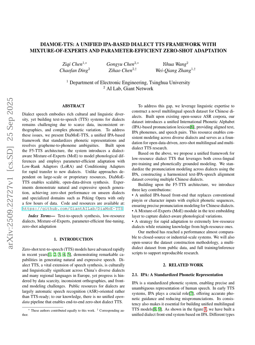 DiaMoE-TTS: Ein einheitlicher, auf IPA basierender Dialekt-TTS-Framework mit Mixture-of-Experts und parameter-effizienter Zero-Shot-Anpassung