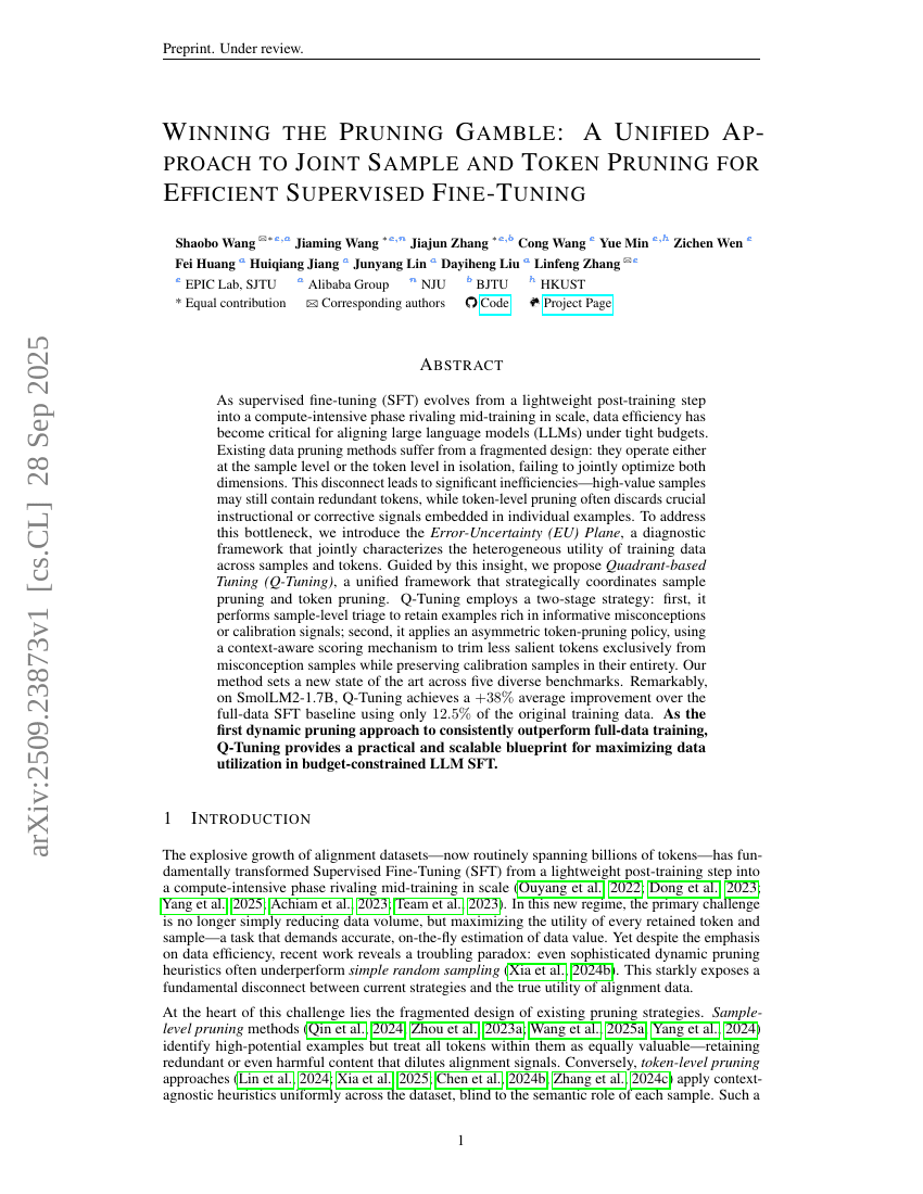 Winning the Pruning Gamble: A Unified Approach to Joint Sample and Token Pruning for Efficient Supervised Fine-Tuning