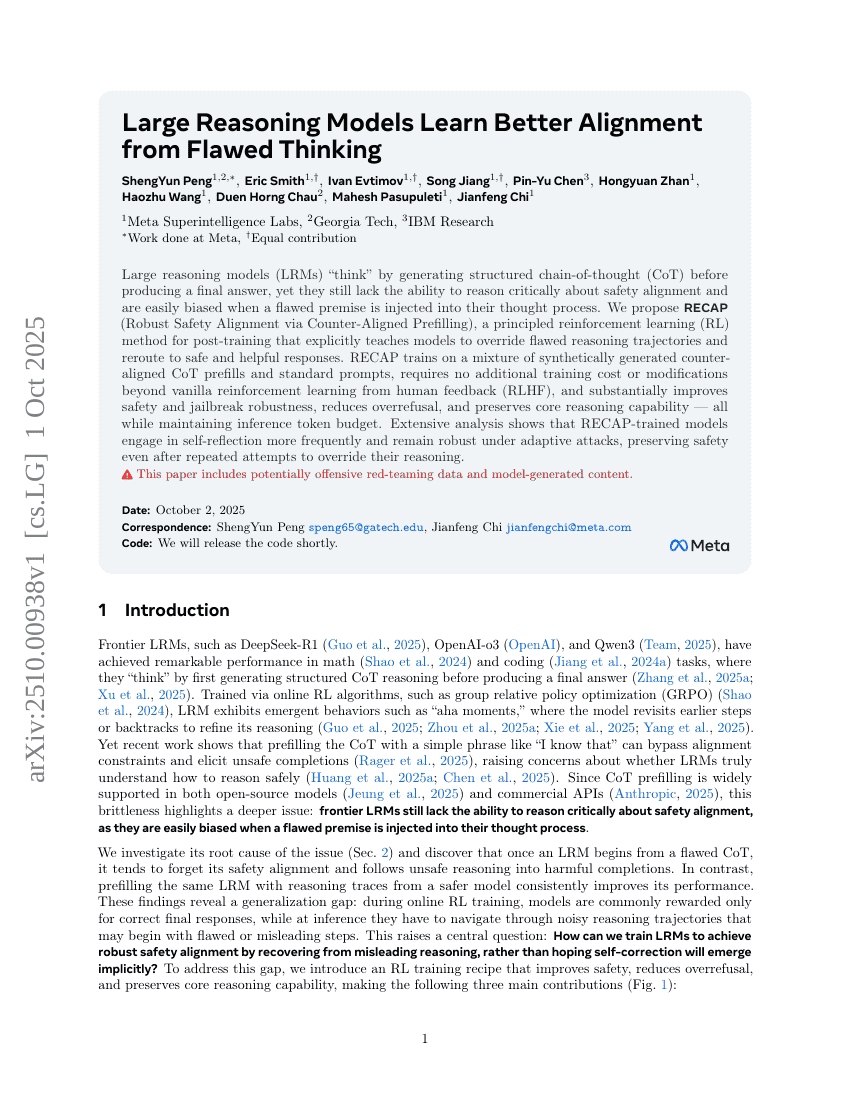 Large Reasoning Models Learn Better Alignment from Flawed Thinking