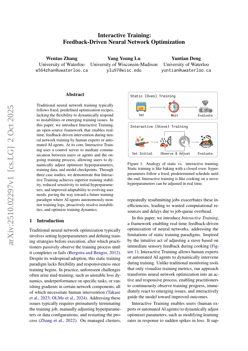 Interactive Training: Feedback-Driven Neural Network Optimization