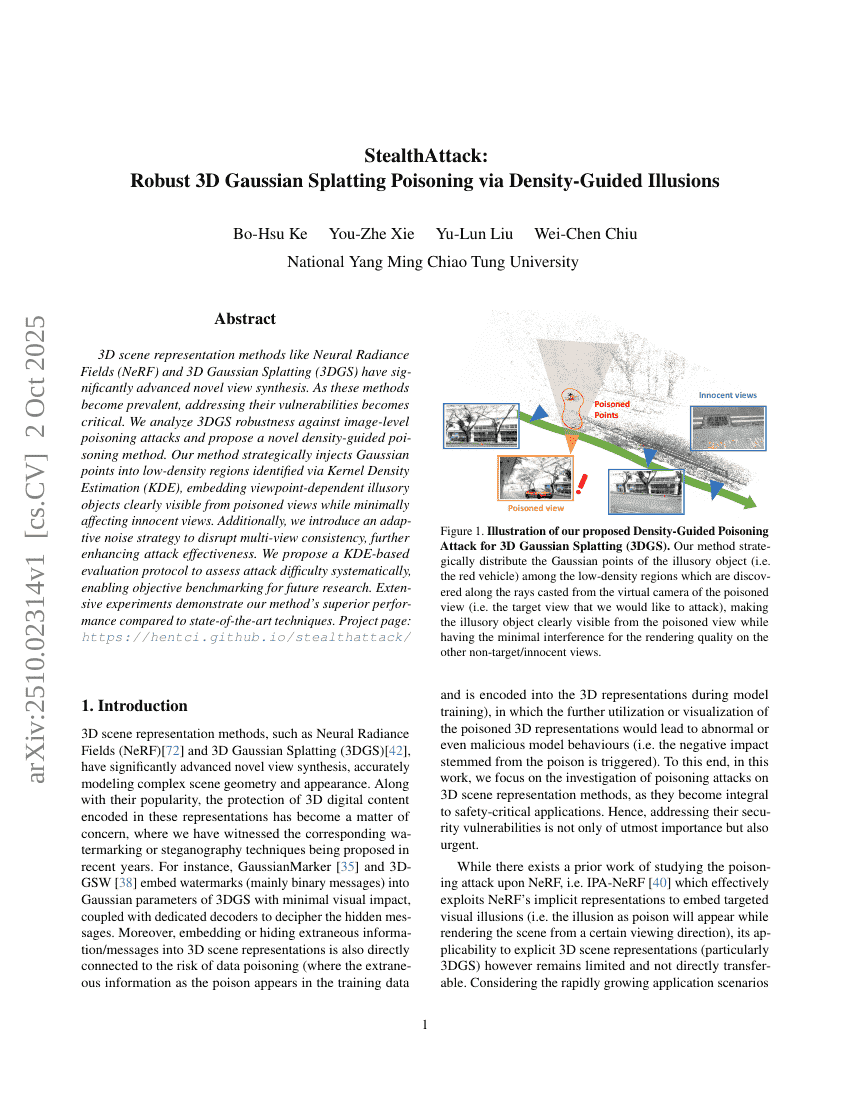 StealthAttack: Robust 3D Gaussian Splatting Poisoning via Density-Guided
Illusions