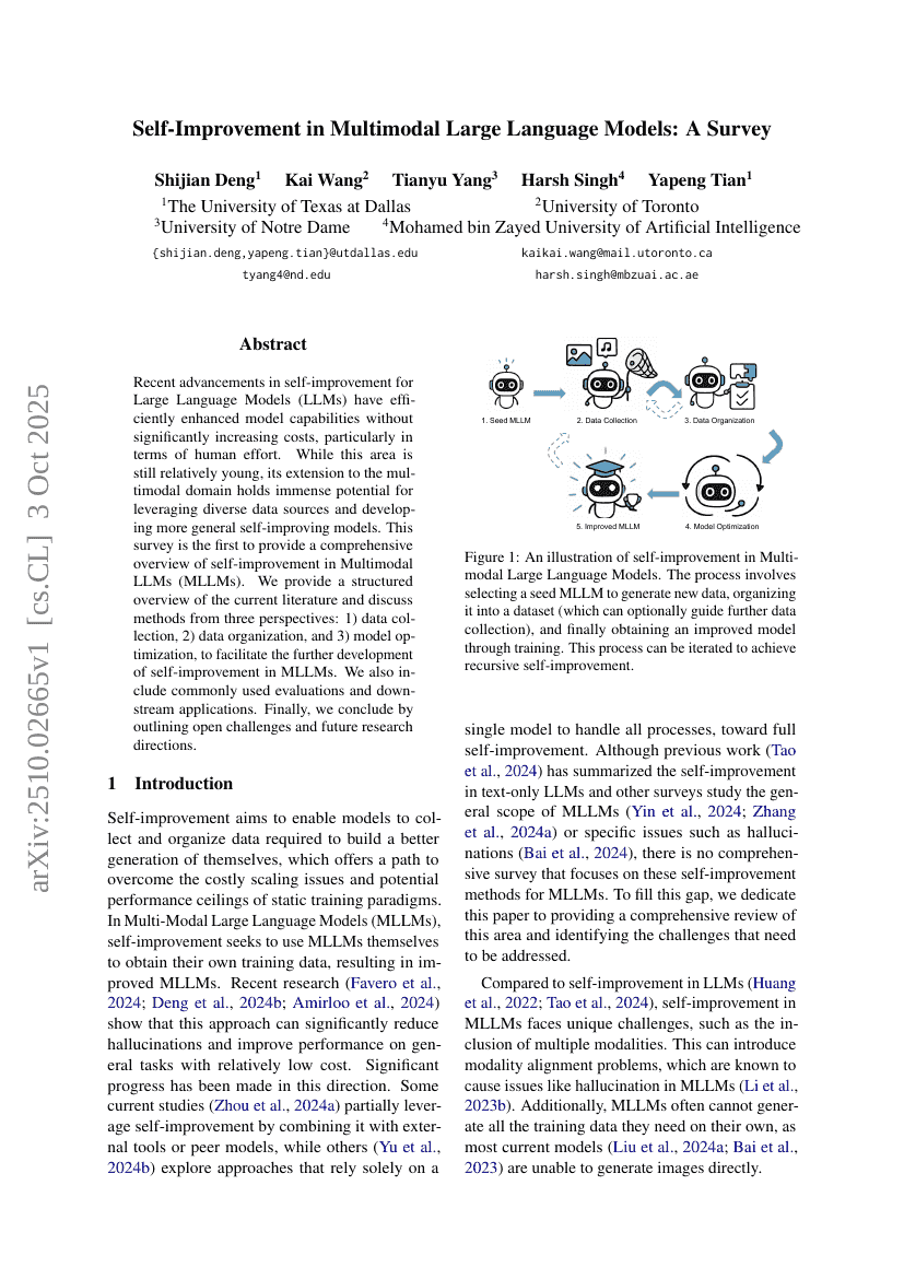 Self-Improvement in Multimodal Large Language Models: A Survey
