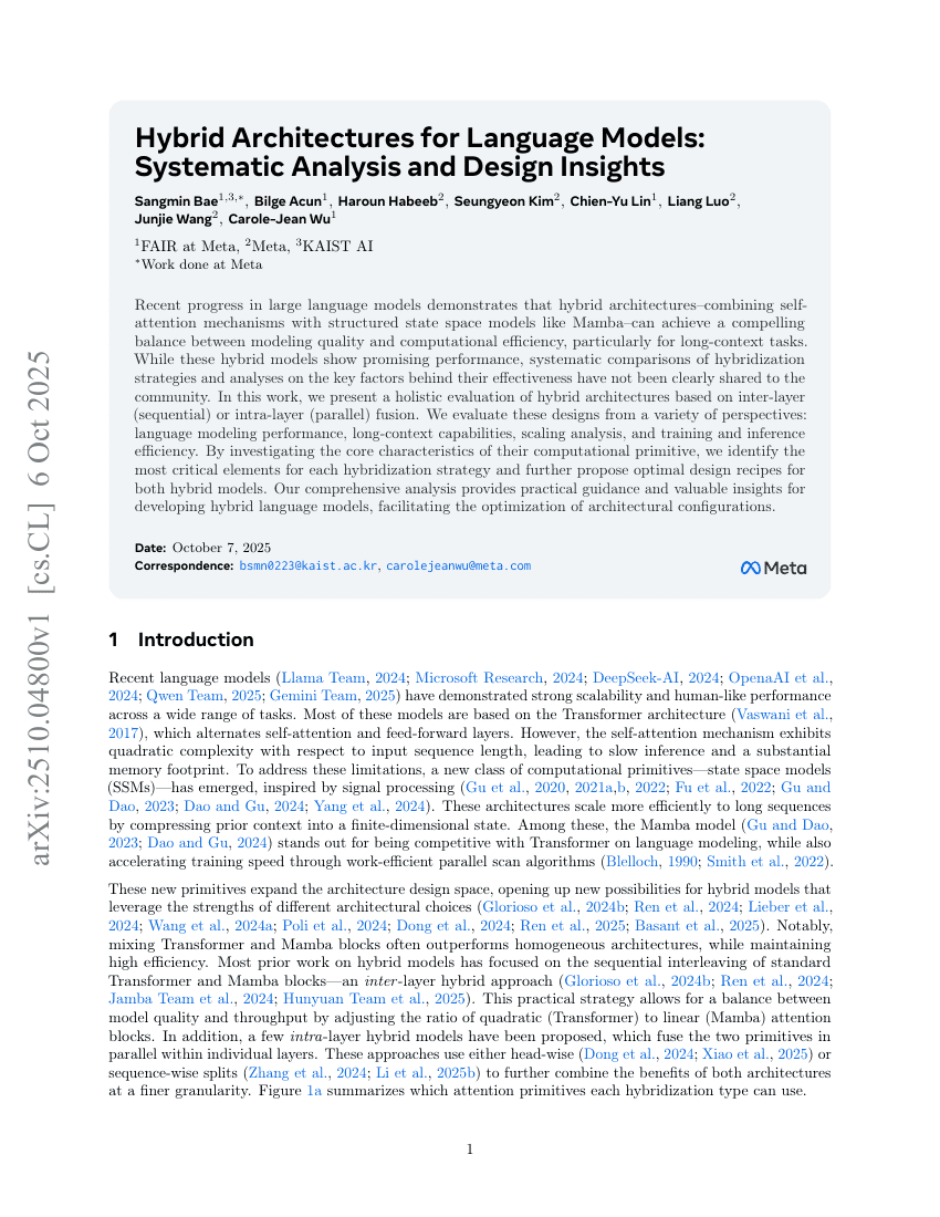 Hybrid Architectures for Language Models: Systematic Analysis and Design
  Insights