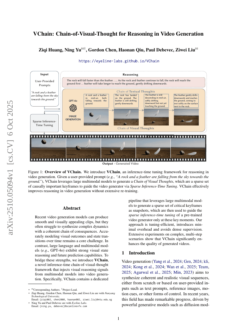 VChain: Chain-of-Visual-Thought for Reasoning in Video Generation