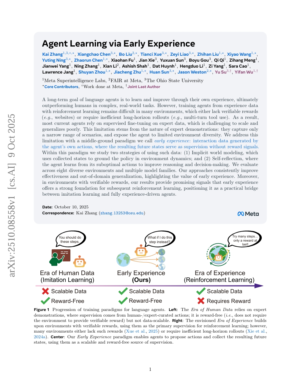 Agent Learning via Early Experience