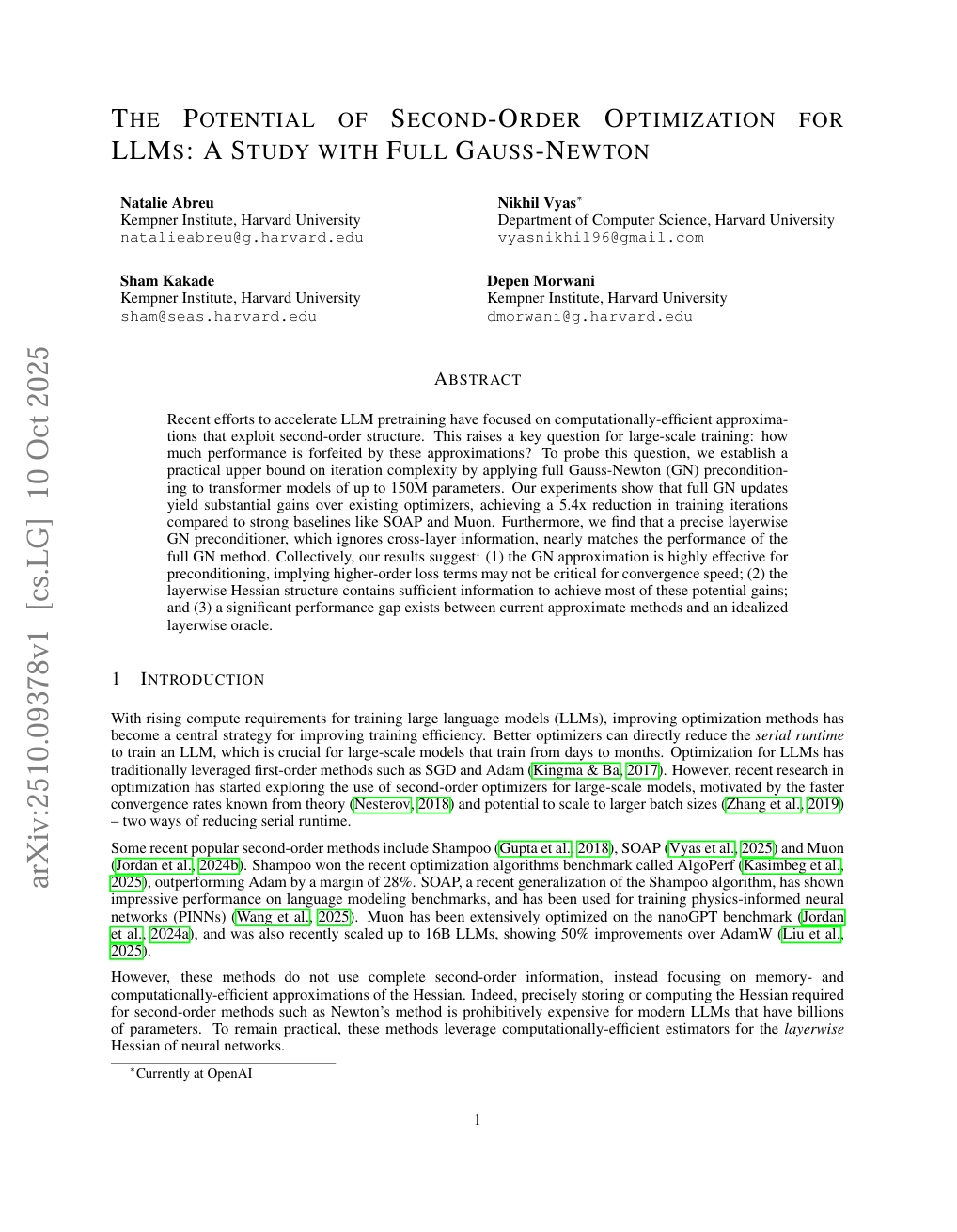 The Potential of Second-Order Optimization for LLMs: A Study with Full Gauss-Newton