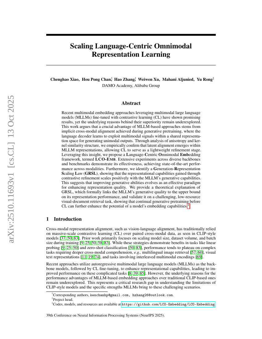 Scaling Language-Centric Omnimodal Representation Learning