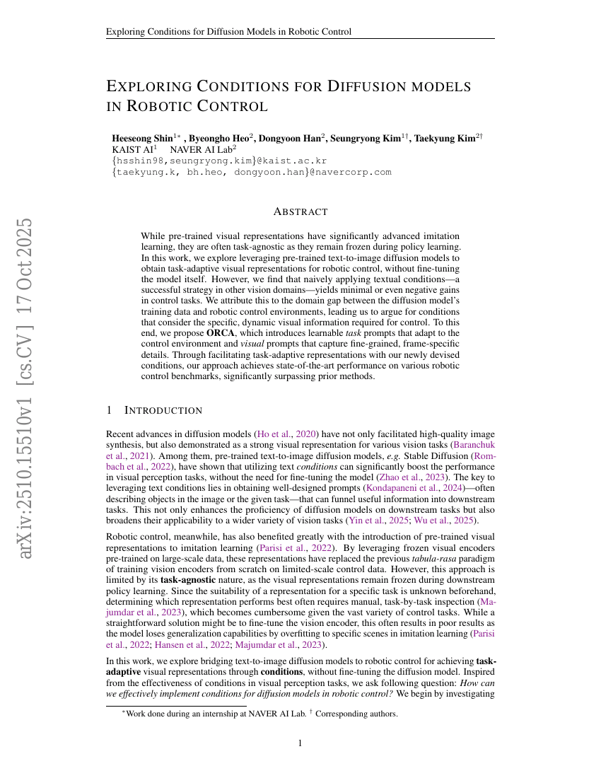 Exploring Conditions for Diffusion models in Robotic Control