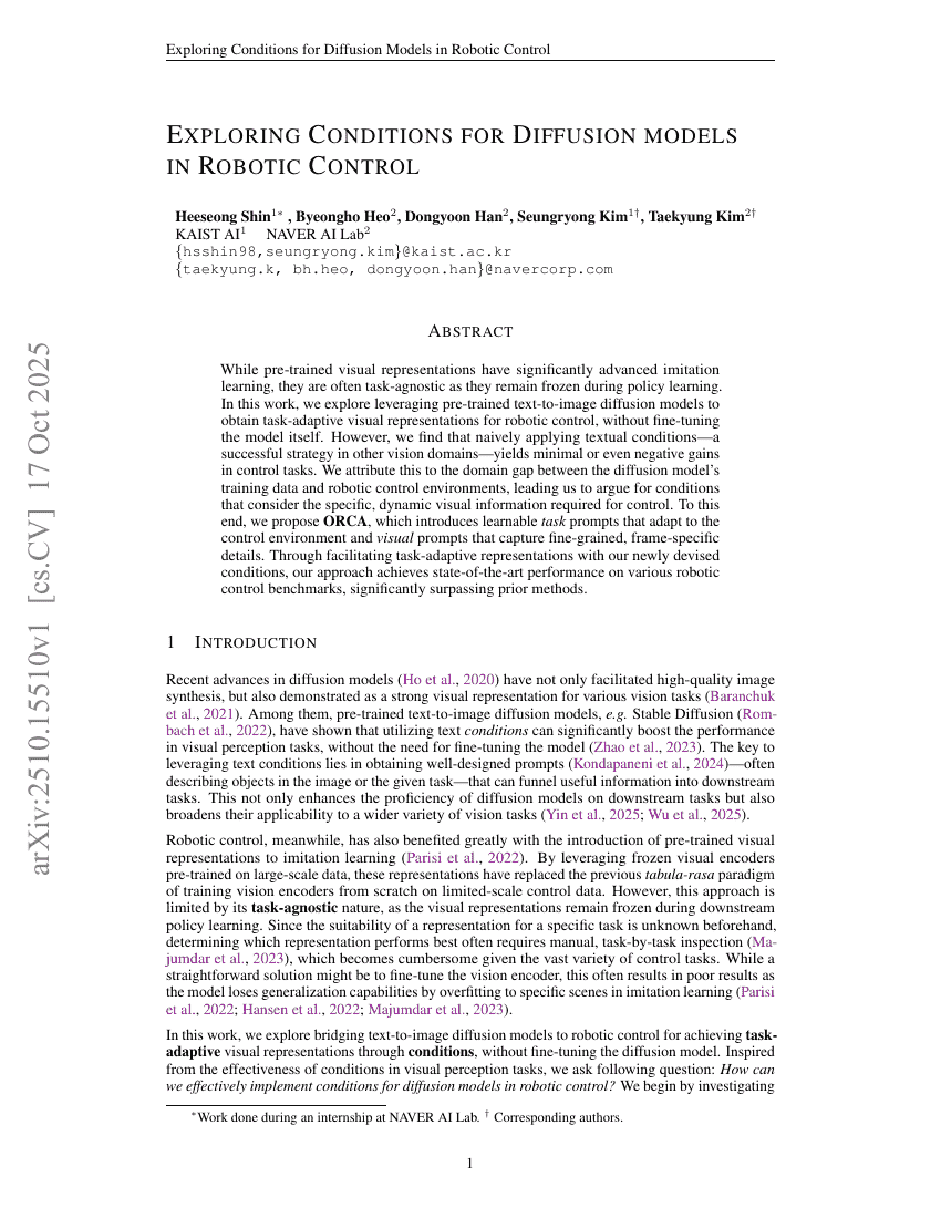 Exploring Conditions for Diffusion models in Robotic Control