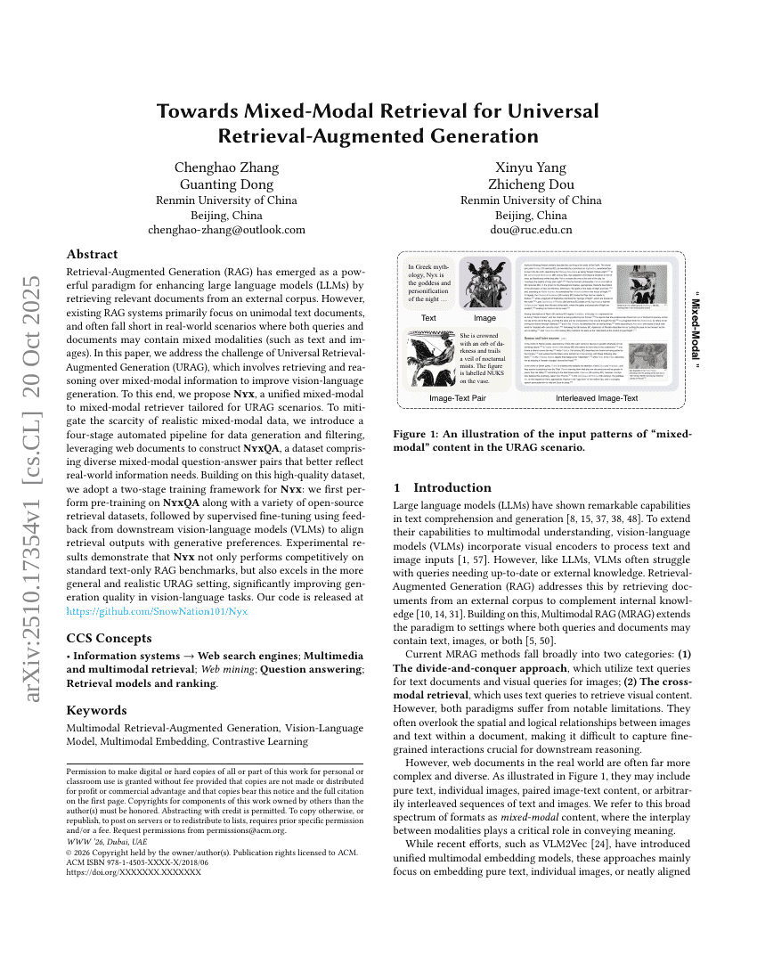 Towards Mixed-Modal Retrieval for Universal Retrieval-Augmented
  Generation