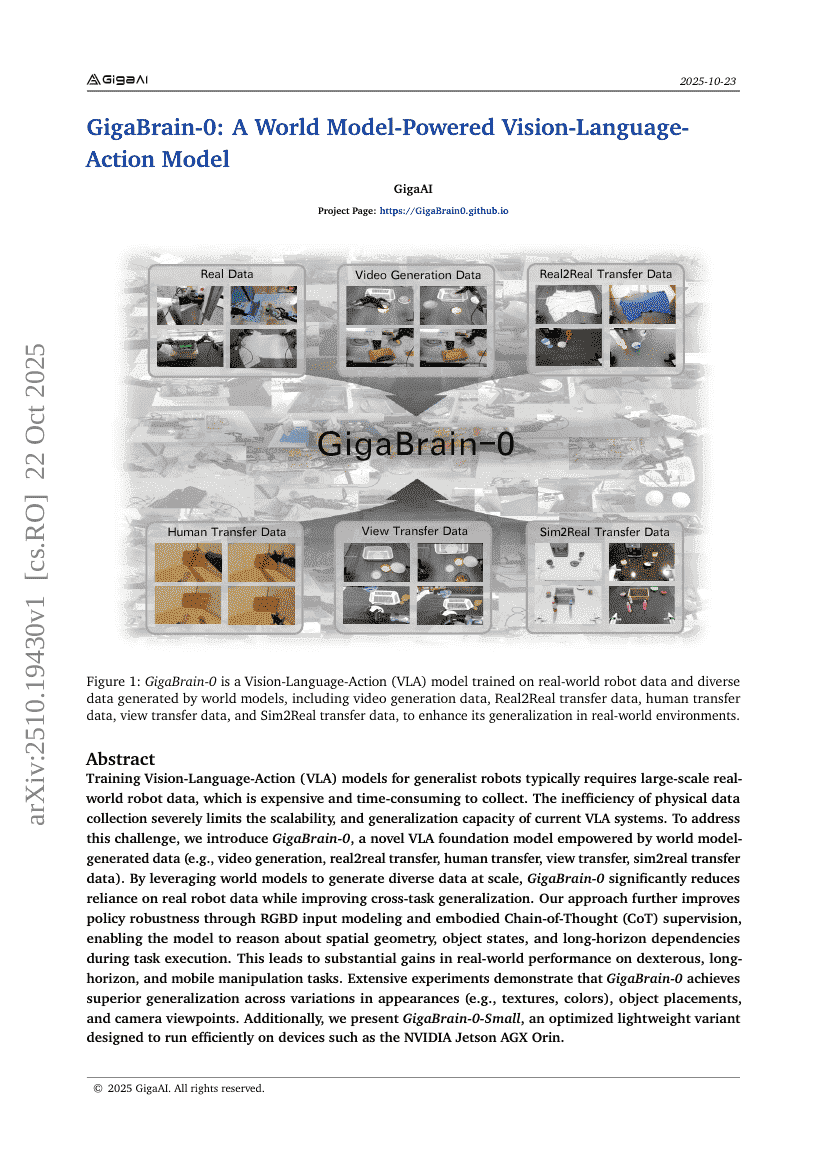 GigaBrain-0: A World Model-Powered Vision-Language-Action Model