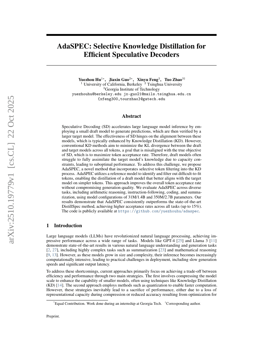 AdaSPEC: Selective Knowledge Distillation for Efficient Speculative Decoders