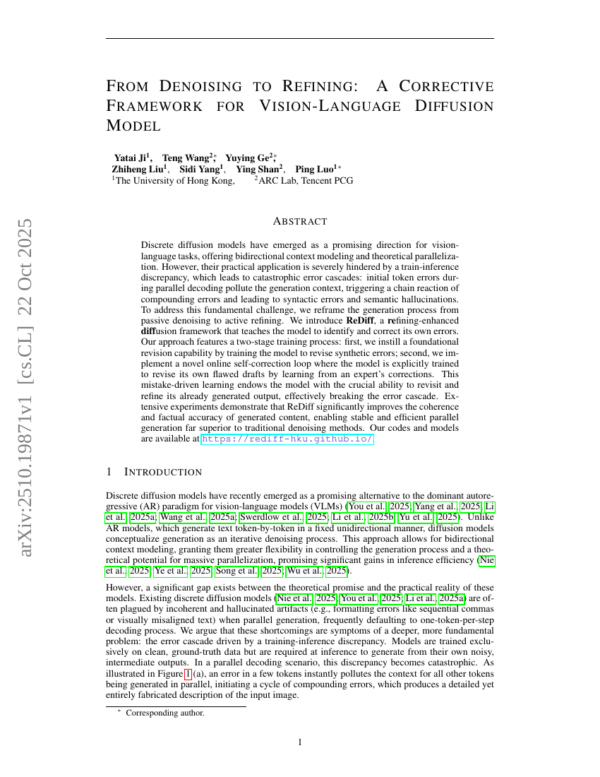 From Denoising to Refining: A Corrective Framework for Vision-Language Diffusion Model