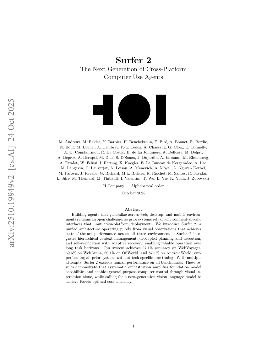 Surfer 2: The Next Generation of Cross-Platform Computer Use Agents