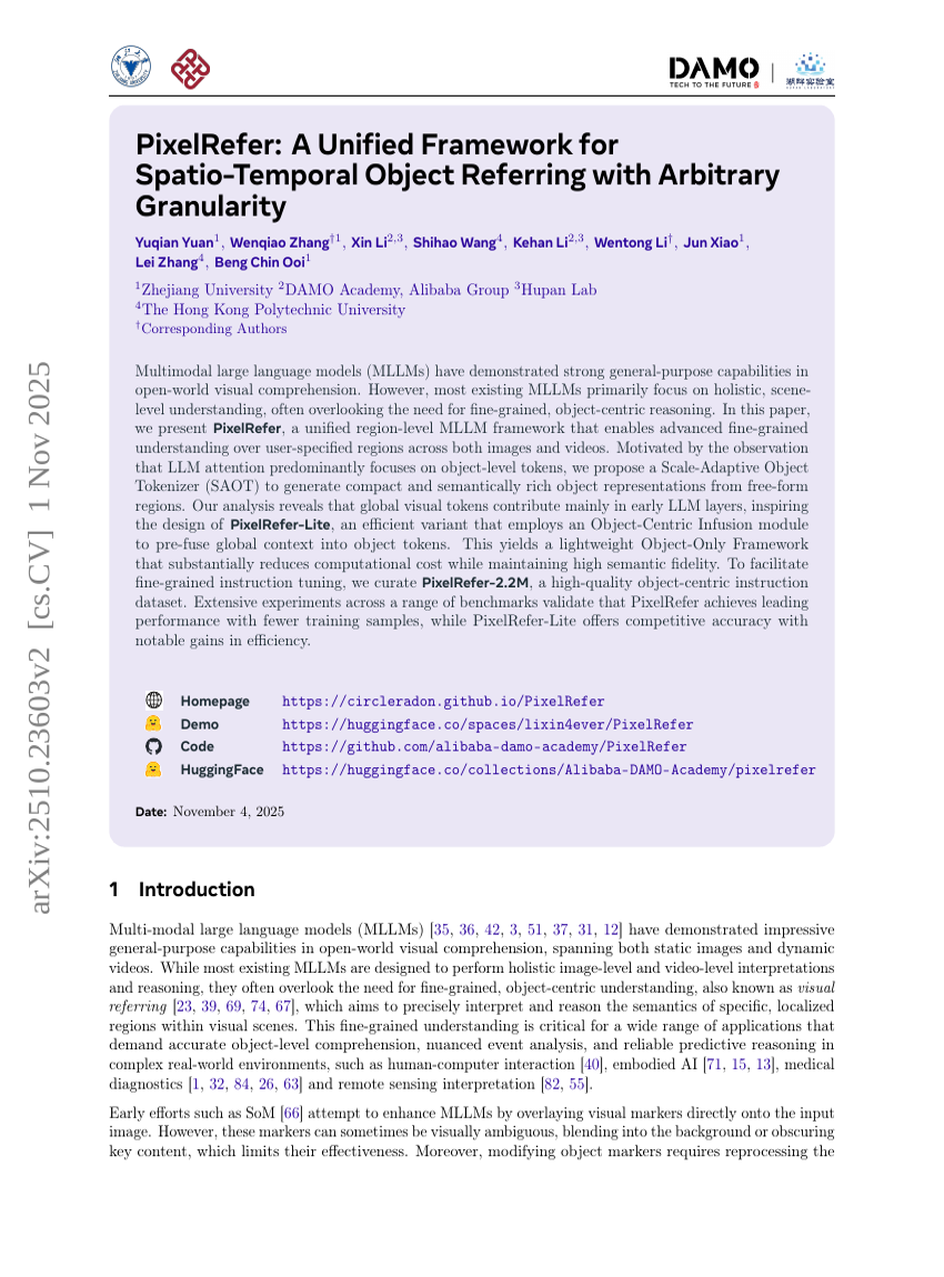 PixelRefer: A Unified Framework for Spatio-Temporal Object Referring with Arbitrary Granularity
