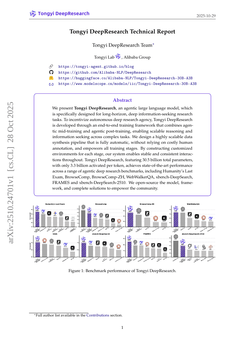 Tongyi DeepResearch Technical Report