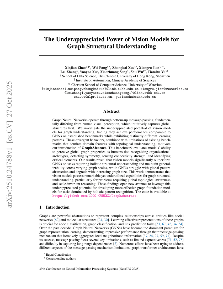 The Underappreciated Power of Vision Models for Graph Structural Understanding