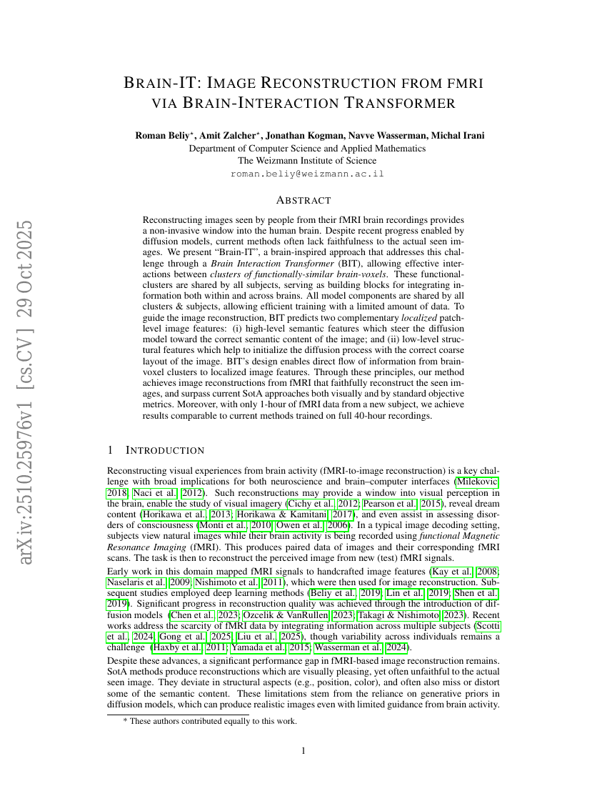 Brain-IT：通过Brain-Interaction Transformer从fMRI进行图像重建