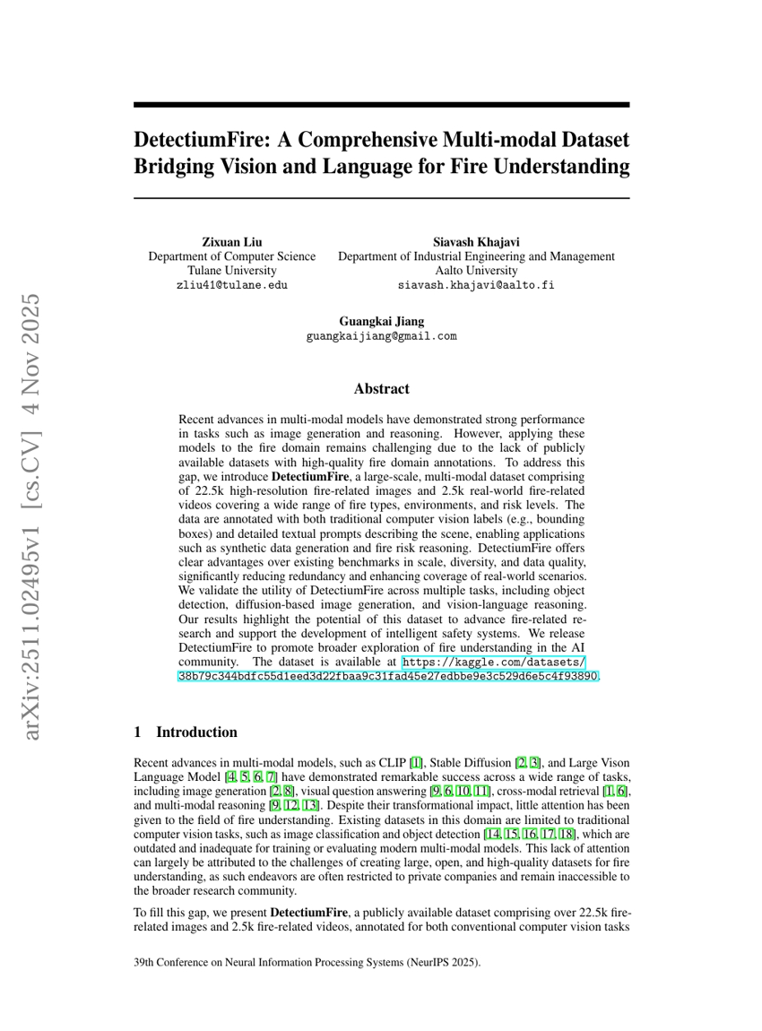 DetectiumFire: A Comprehensive Multi-modal Dataset Bridging Vision and Language for Fire Understanding