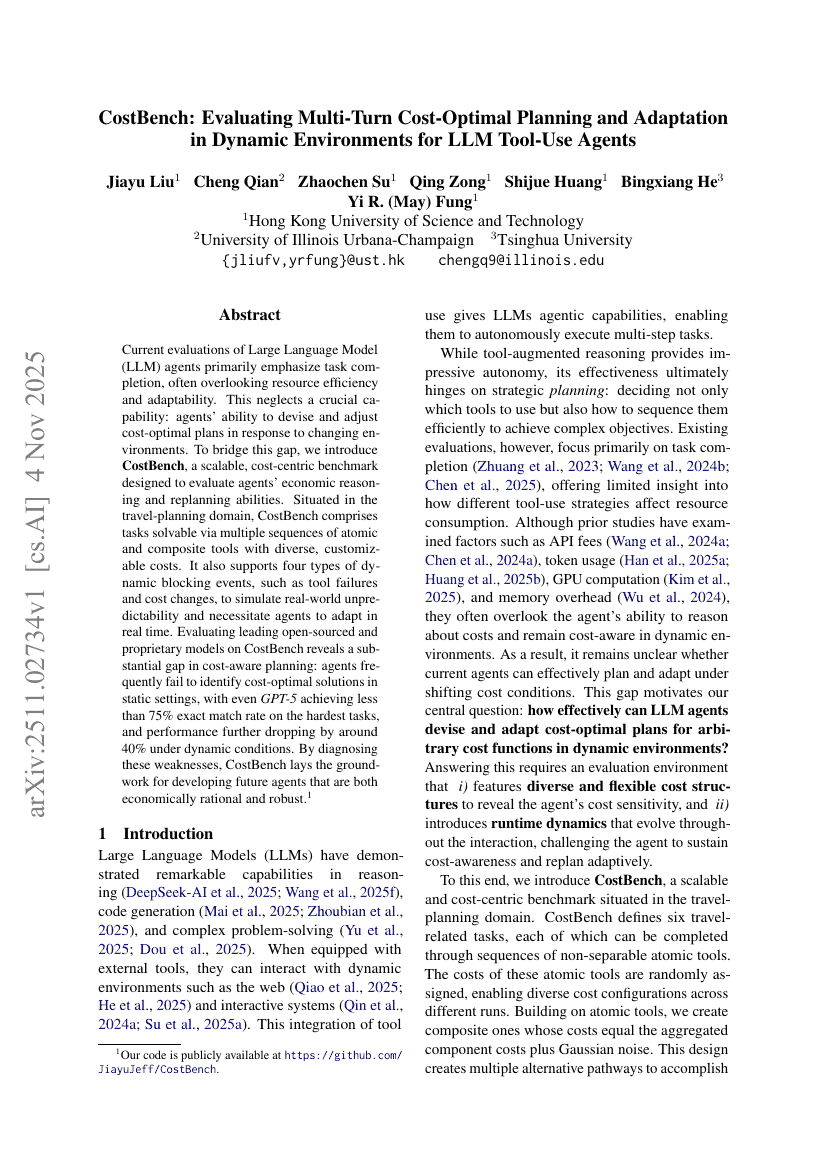 CostBench: Evaluating Multi-Turn Cost-Optimal Planning and Adaptation in Dynamic Environments for LLM Tool-Use Agents