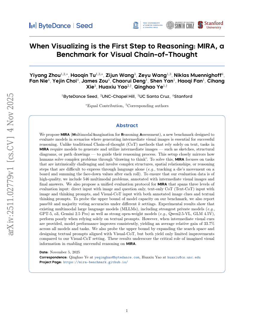 当可视化成为推理的第一步时：MIRA，一个用于视觉链式思维的基准测试