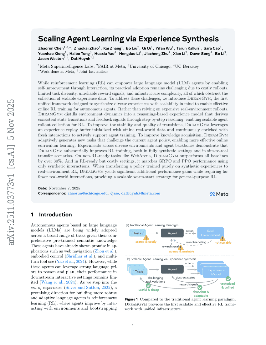 通过经验合成实现Agent学习的扩展