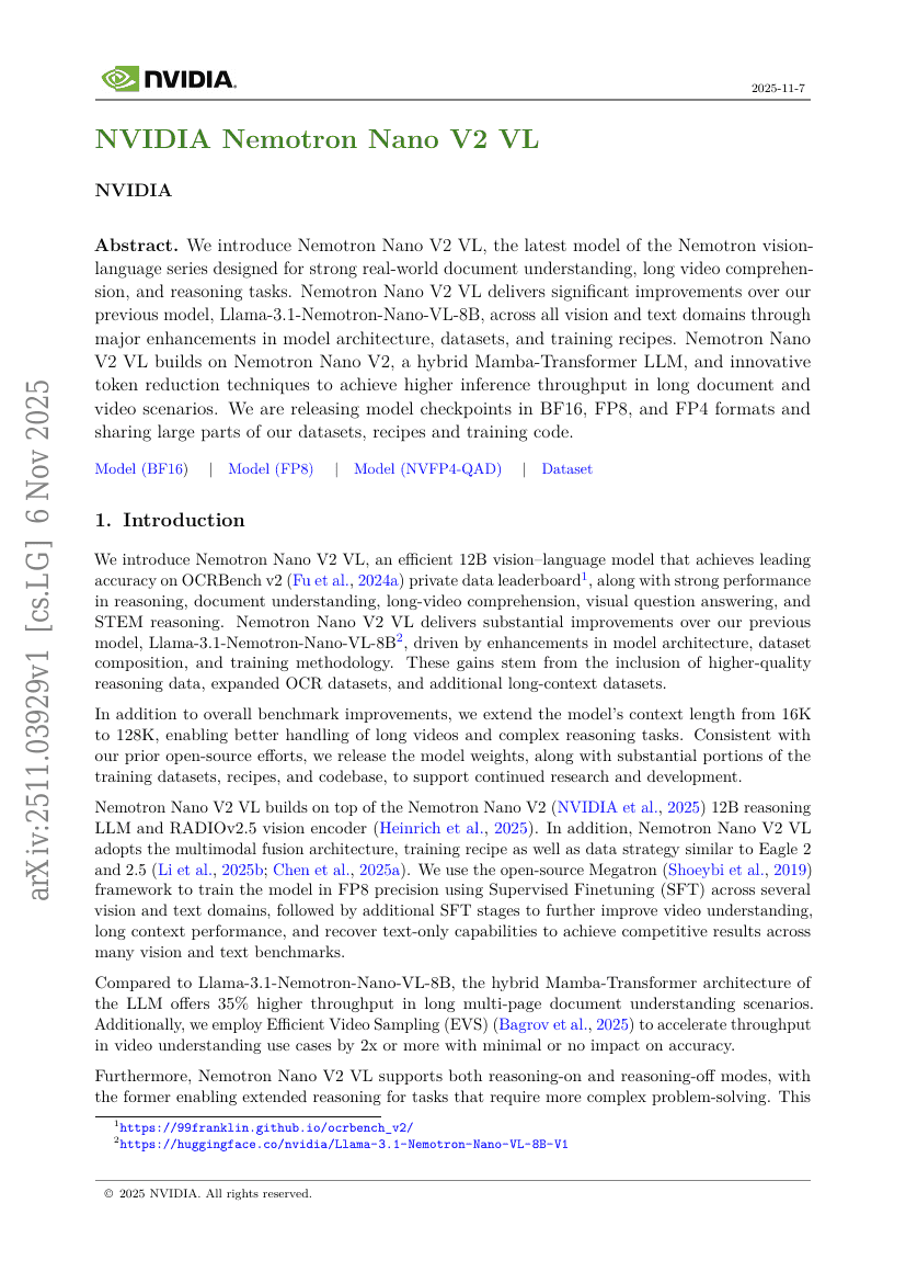 NVIDIA Nemotron Nano V2 VL