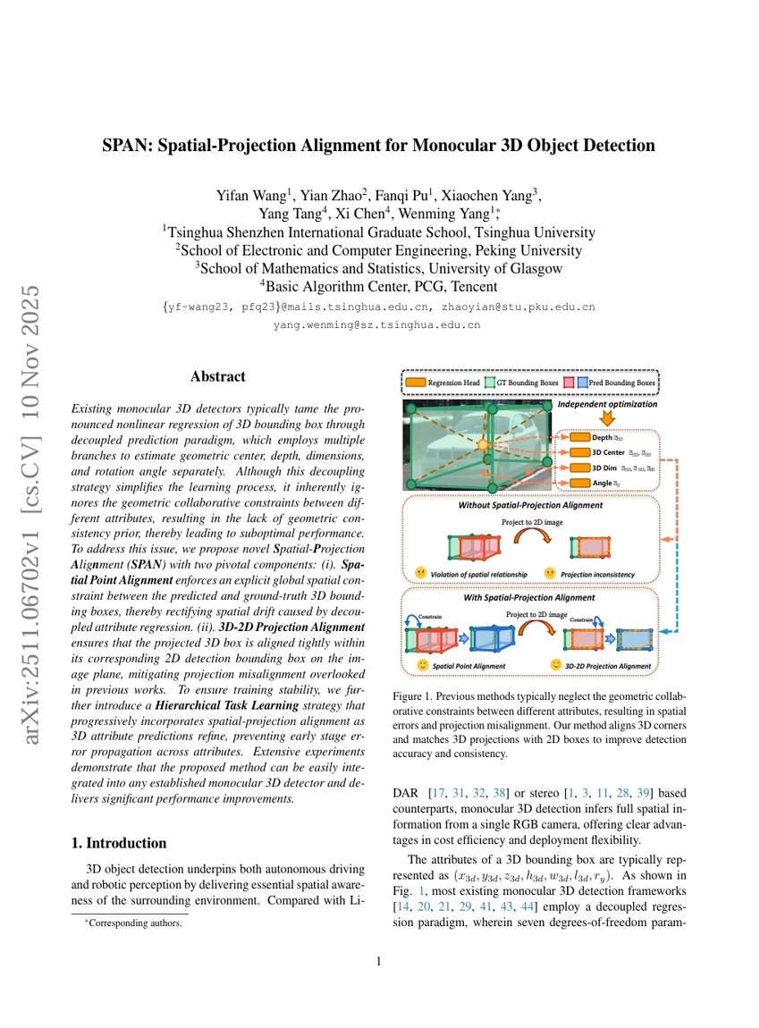 SPAN：单目3D目标检测中的空间投影对齐