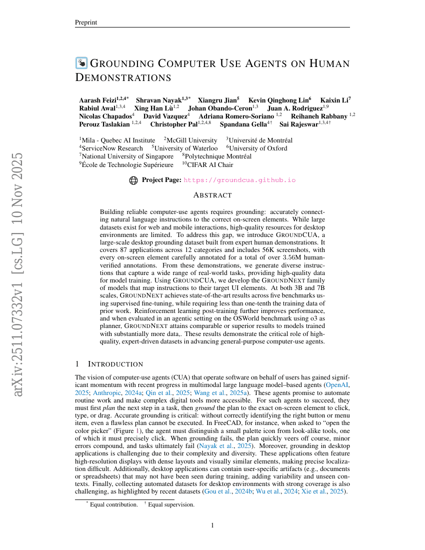 基于人类示范的计算机使用Agent定位