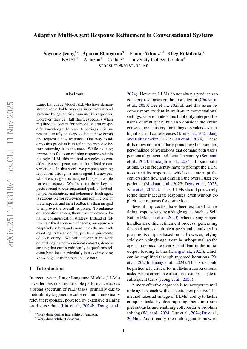 对话系统中的自适应多智能体响应优化