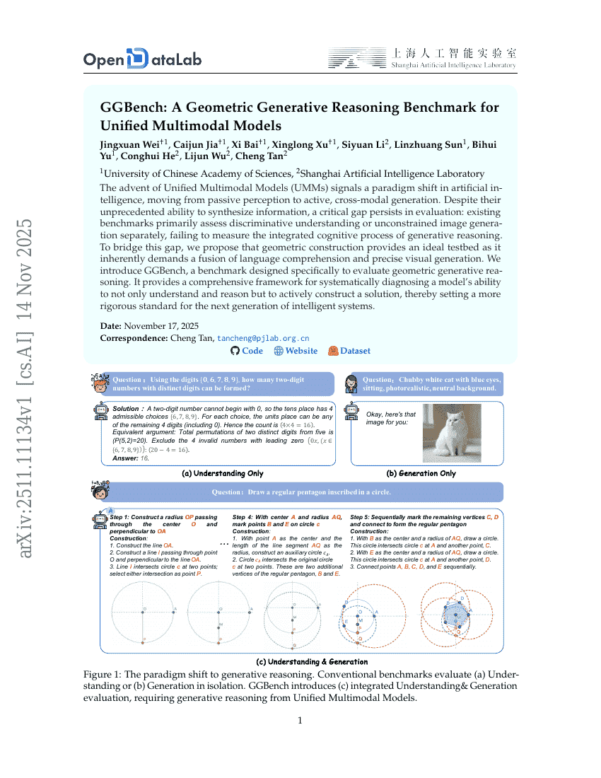 GGBench：面向统一多模态模型的几何生成推理基准