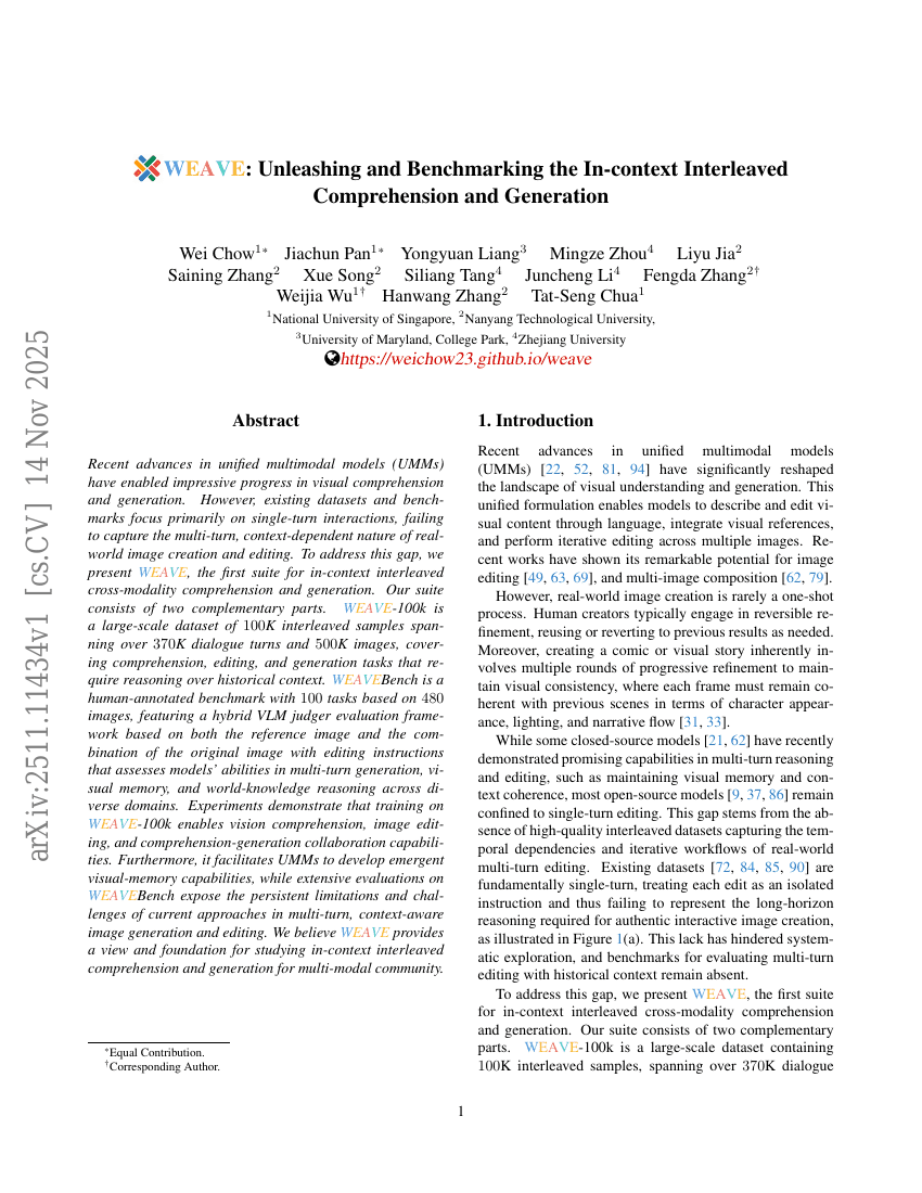 WEAVE：释放并基准测试上下文交错理解与生成能力