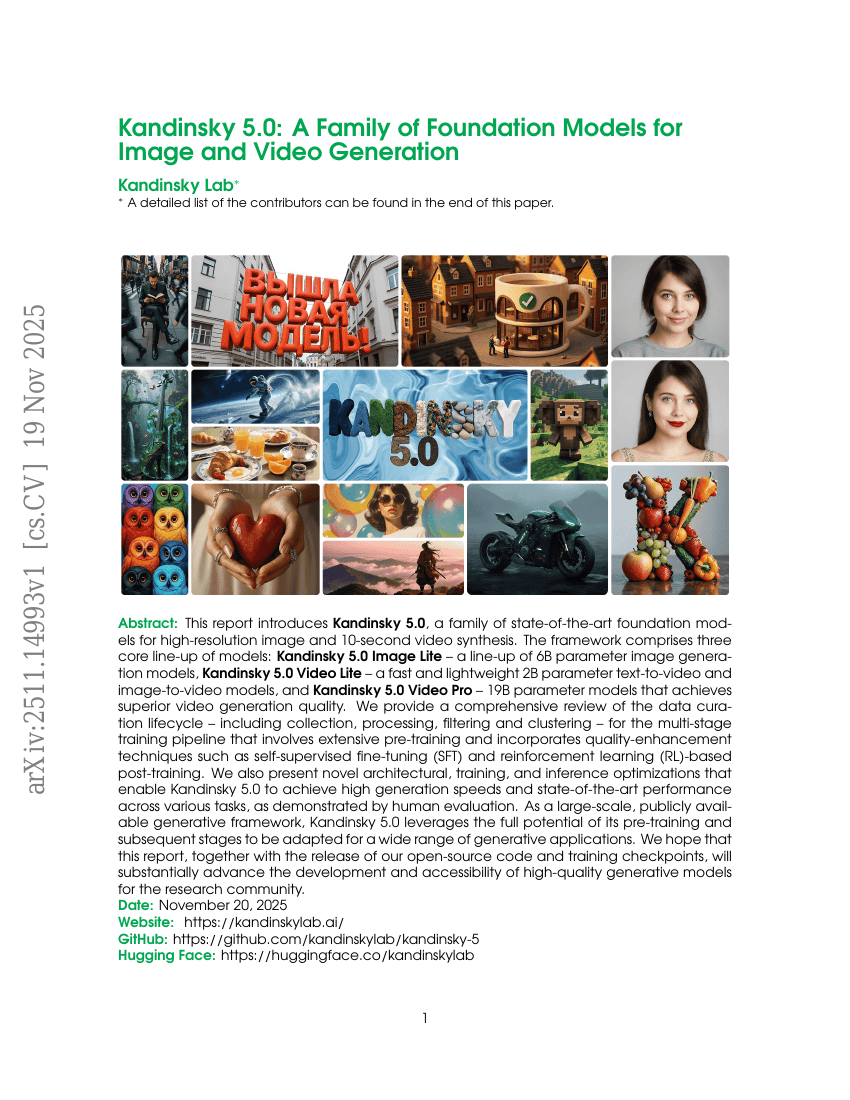 Kandinsky 5.0：面向图像与视频生成的基础模型家族