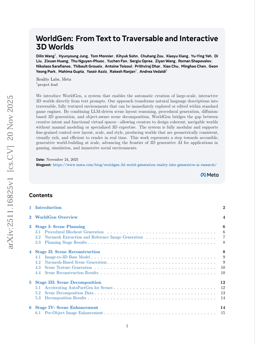 WorldGen: Von Text zu durchgehenden und interaktiven 3D-Welten