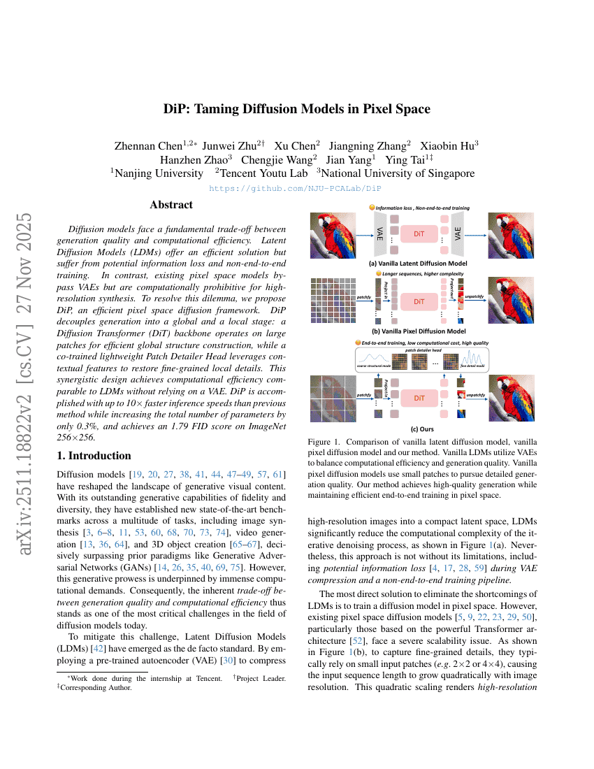 DiP: Taming Diffusion Models in Pixel Space