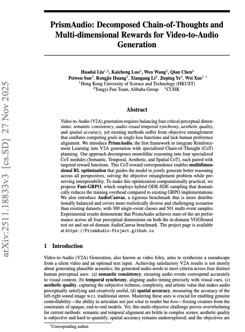 PrismAudio: Decomposed Chain-of-Thoughts and Multi-dimensional Rewards for Video-to-Audio Generation