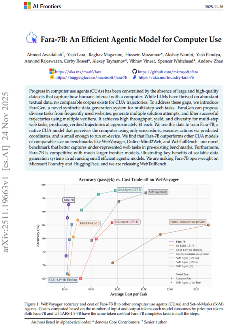 Fara-7B: An Efficient Agentic Model for Computer Use
