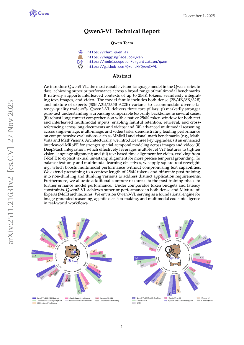 Qwen3-VL Technical Report