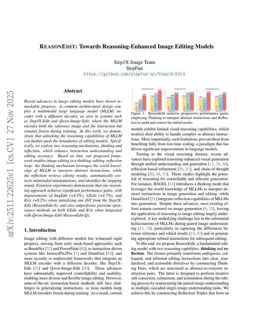 REASONEDIT: Towards Reasoning-Enhanced Image Editing Models