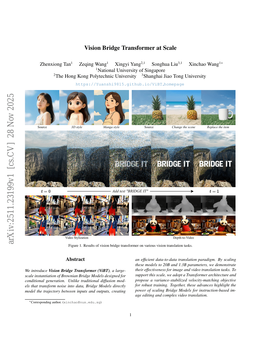 Vision Bridge Transformer at Scale