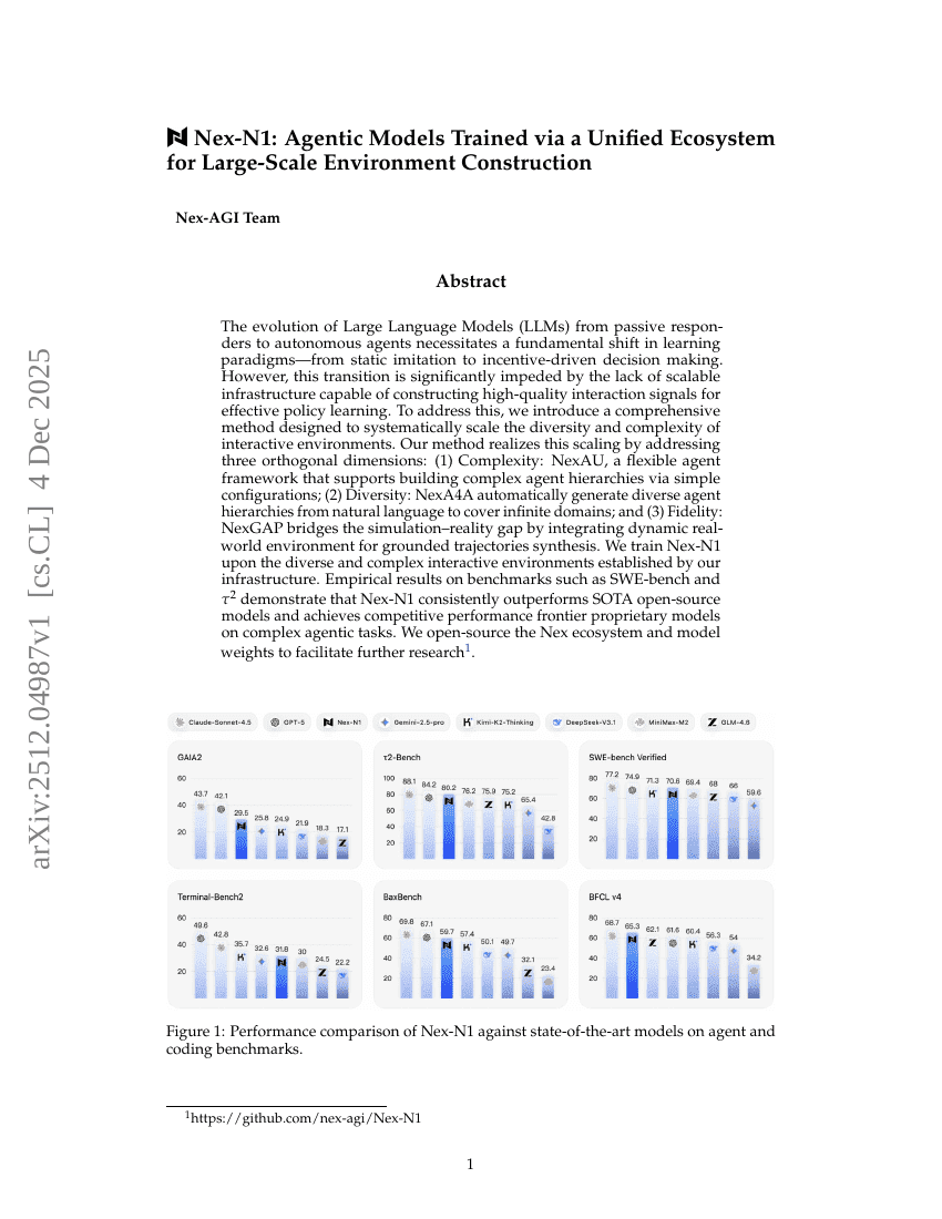 Nex-N1: Agentenmodelle, die über ein integriertes Ökosystem zur großskaligen Umweltkonstruktion trainiert wurden